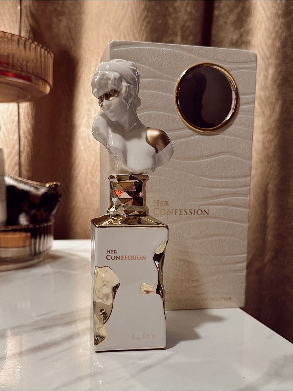 Her Confession Women's Perfume - White & Gold Designer Bottle